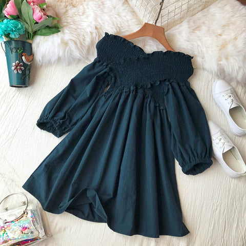 Image of New Sexy Strapless White Dress V-neck Padded Stretchy Back Women Summer Off-shoulder Fairy Mini Vestidos hollow lace V-neck back